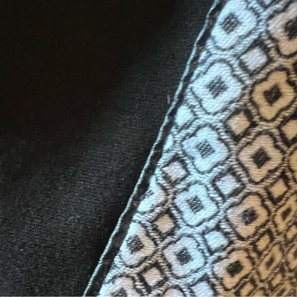 Peter Nygard black and white geo print with leather piping sheath dress size 14 - Picture 4 of 7